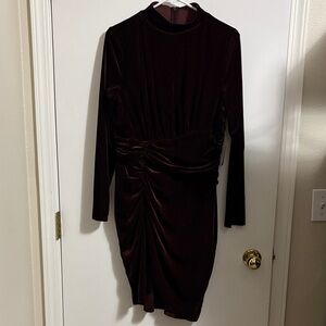 Express Rich Brown Long Sleeve Dress